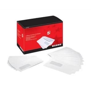 5 Star Office C5 Mail Machine Envelopes Gummed Window 90gsm White Pack 500