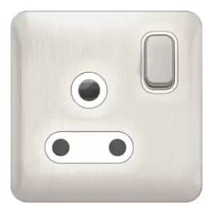 Schneider LSD 1G 15A Round Pin Switched Socket White Insert Stainless Steel - GGBL3090WSSS