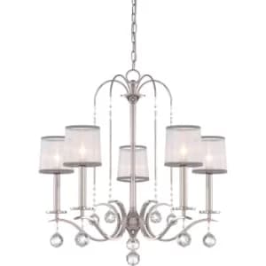 Whitney 5 Light Multi Arm Chandelier Silver Finish, E14