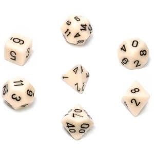 Chessex Opaque Poly 7 Dice Set: Ivory/Black