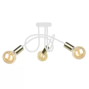 Rumba Multi Arm Semi Flush Ceiling Light White, Gold, 50cm, 3x E27