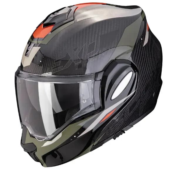 Scorpion Exo-Tech Evo Carbon Rover Black Green Modular Helmet L