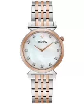 Bulova Regetta Mother of Pearl Diamond Dial Two-Toned Steel Womens Watch 98P192 98P192