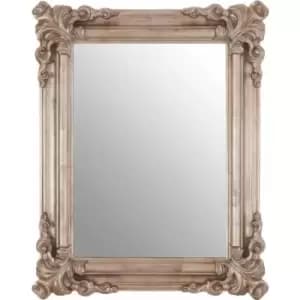 Premier Housewares - Silver Frame Wall Mirror Intricate Floral Border For Bedroom / Hallway / Living Room Luxurious w75 x d7 x h95cm