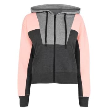 LA Gear Drop Zip Hoodie Ladies - Coral/Charc M