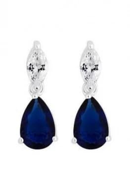 Simply Silver Sterling Silver Sapphire Blue Cubic Zirconia Pear Drop Earrings