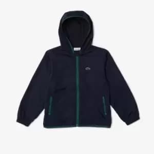 Lacoste Boys' Heritage Graphic Crocodile Design Light Zippered Jacket Size 10 yrs Navy Blue / Green