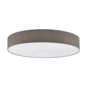 Flush Ceiling Light Colour White Shade Taupe White Fabric Bulb E27 7x25W