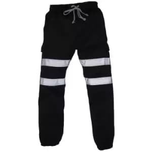 Yoko Mens Hi Visibility Reflective Work Jogging Bottoms (2XL) (Black)