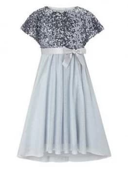 Monsoon Girls Truth Cape Sequin Maxi Dress - Blue, Size 10 Years, Women