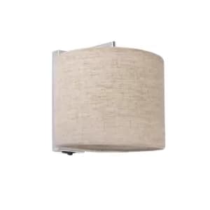 Sahara 1 Light Indoor Wall Light Chrome, with Beige Shade, E27