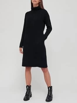 Superdry Studios Funnel Neck Knitted Dress - Black, Size 12, Women