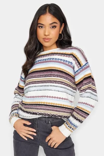 PixieGirl Petite Fairisle Long Sleeve Jumper Baby Blue