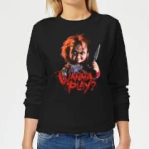 Chucky Wanna Play? Womens Sweatshirt - Black - 5XL