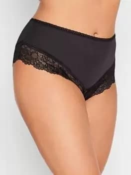 Yours Lace Trim High Waist Brazilian Shorts Black, Size 14-16, Women