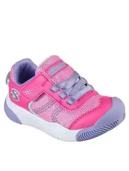 Skechers Girls Mighty Toes Sparkle Mesh Dual Strap Trainer, Pink, Size 10 Younger