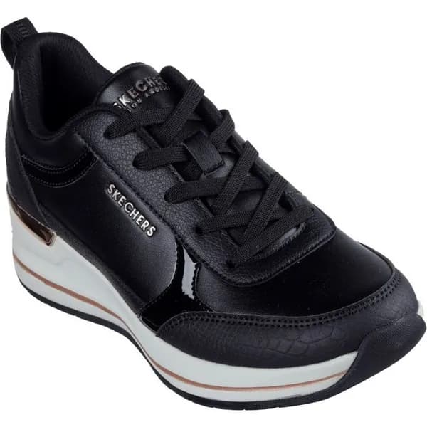 Skechers Womens Billion 2 Fine Shine Mid Lace Up Trainers UK Size 3 (EU 36) Black SKE2262-BLK-3
