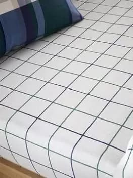 Catherine Lansfield Check Brushed Fitted Sheet In Navy