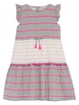 Mintie By Mint Velvet Girls Textured Pom Pom Dress - Pink