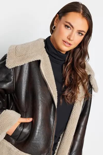 Yours Aviator Jacket Brown