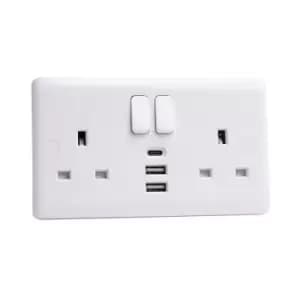 Deta Vimark VC1288 Switched Socket 2-Gang + 3 USB Ports 13A DETVC1288