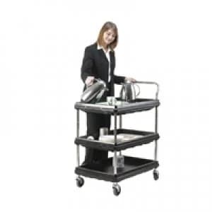 Slingsby 3 Tier Black H1041x W984xD689mm Deep Ledge Trolley 322450