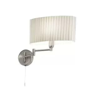 Hilton Lifestyle Fabric Wall Light Brushed Nickel, 1x E14