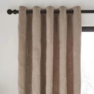 Catherine Lansfield Velvet Pinsonic Leaf Warm Grey Eyelet Curtains Grey