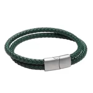 Fred Bennett Forest Green Recycled Leather Double Row Bracelet