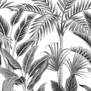 Grandeco Black & White Tropical Matt Mural