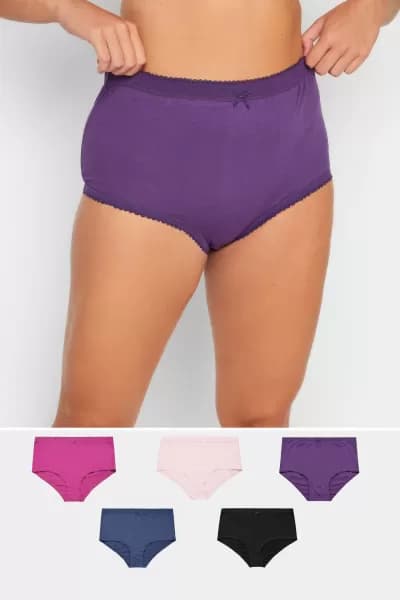 Yours 5 Pack Stars And Moon Full Brief - Purple, Purple, Size 26-28, Women