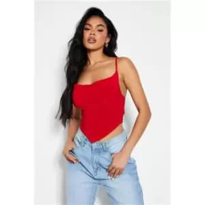 I Saw It First Red Cowl Neck Slinky Crop Top - Red