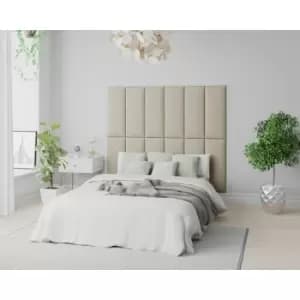 EasyMount Wall Mounted Upholstered Panels, Modular diy Headboard in Malham Weave Fabric, Cream (Pack of 2) - Aspire