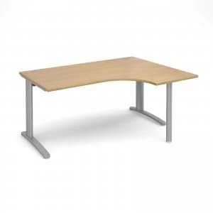 TR10 Right Hand Ergonomic Desk 1600mm - Silver Frame Oak Top