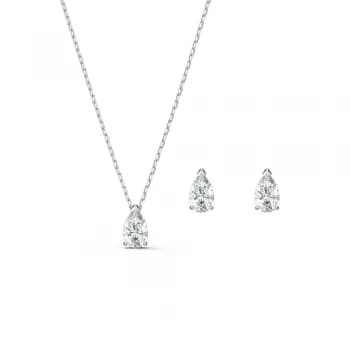 Swarovski Attract White Crystal Pear Pendant And Stud Earring Set...