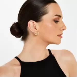 I Saw It First Mock Pearl Double Ring Earrings - Gold