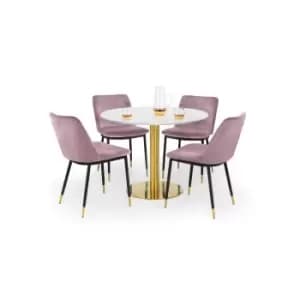 Palermo Round Dining Set with 4 Delaunay Chairs Pink