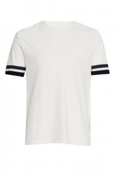Mens French Connection Ampthill Pique Sleeve Tipping T Shirt Cream