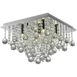 Zumaline Lighting - Zumaline Rangel Crystal Ceiling Light, Silver, 5x G9