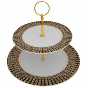 Biba Deco Peacock 2 Tier Cake Stand - Black & Gold