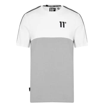 11 Degrees Block Taped T Shirt - Silver/Wht/Blk