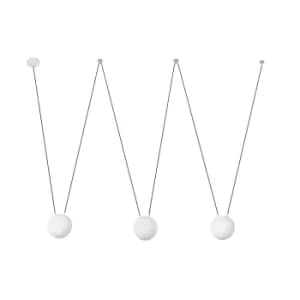 Mine 3 Light Ceiling Pendant White, Wood, E27