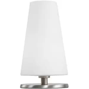 Sienna Ancilla Cylindrical Table Lamp Steel Brushed, Glass Opal Matt