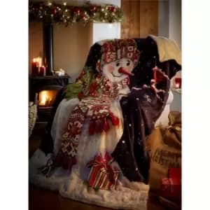 Snowman Throw Soft Fleece Bed/Sofa Blanket Throwover 130x170cm - Multicoloured