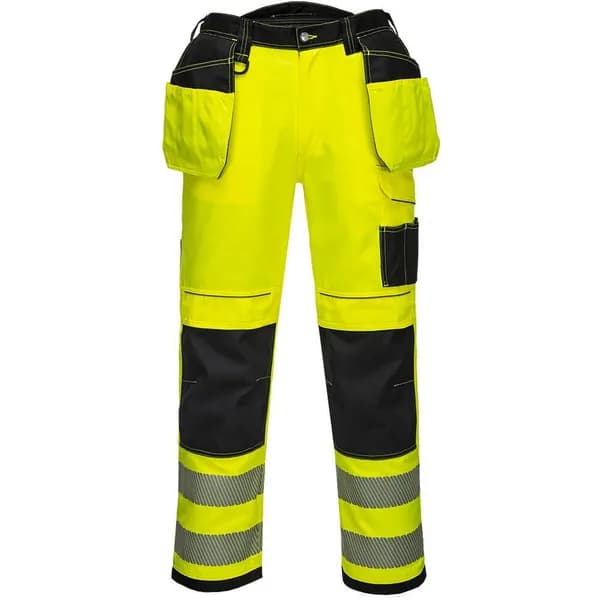 Portwest PW3 Hi Vis Holster Pocket Work Trousers T501YBS28 Colour: Yellow / Black