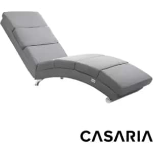 Chaise Longue Relaxing Faux Leather Lounger Reclining Living Room Single Chair Recliner Bedroom Office Seat Fabric Grey - Casaria