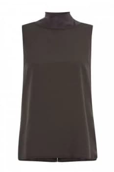 French Connection Crepe Light Mock Neck Top Charcoal