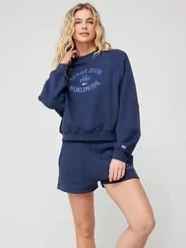 Tommy Jeans Worldwide Raglan Crew Neck Sweater - Navy, Size XS, Women