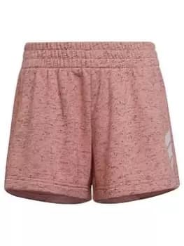 Adidas Older Girls 3bar Shorts, Pink/White, Size 13-14 Years, Women