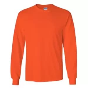 Gildan Mens Plain Crew Neck Ultra Cotton Long Sleeve T-Shirt (2XL) (Orange)